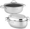 KLAMER Bräter + Servierpfanne 28 cm Set, Schmorpfanne mit Deckel 28cm Induktion, Edelstahl Schmortopf backofengeeignet, Schmorpfanne hoher Rand, Premium Beschichtung