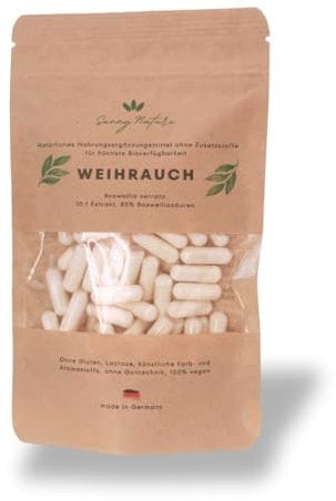 Weihrauch Kapseln 400mg – 85% Boswelliasäure – Hochdosiert & Laborgeprüft – Reines Boswellia Serrata – Vegan, in Deutschland produziert – 60 Kapseln von sunny nature®