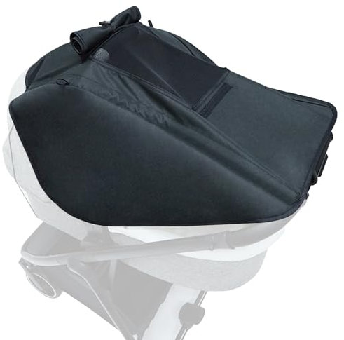 FEMONGY Sonnensegel Kinderwagen mit UV Schutz 50+ und Wasserdicht, Double layer fabric mit Sichtfenster und extra breite Schattenflügel, schwarz