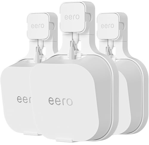 PUUUCI Outlet Wall Mount Bracket for eero 7 Mesh Wi-Fi 7 Router - A Space-Saving Accessory with Cord Management, Supports Vertical or Horizontal Outlets (White, 3 Pack)