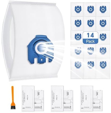 14 Pack Dust Bags Replacement Compatible with Miele Hoover GN Vacuum Cleaner Bags Fits for Classic C1 Complete C2 Complete C3, S2 S5 S8 Serie