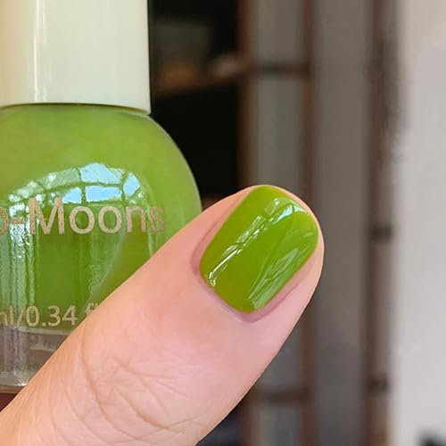 Green Nail Varnish - Lime Green Nail Polish Quick Dry - High Glossy Glass Active Glow Nail Polish - Spring Summer nail polish Solid Color - Natural Nail Varnish for Women Girls