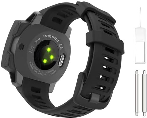 Astorgos 1Pack Sport Watch Band compatibile con Garmin Instinct Esports/Solar/Tactical/Tide Military Watch/Instinct 2 Sports GPS, cinturino di ricambio in silicone morbido da polso, Nero