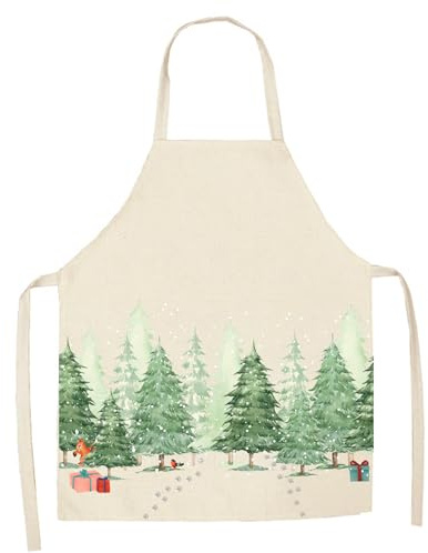 jenich Weihnachten Schürze Weihnachtsschürze Kochschürze Leinen Weihnachten Geschenk für Damen und Herren Küche Koch Backen Kochschürze Christmas Geschenk