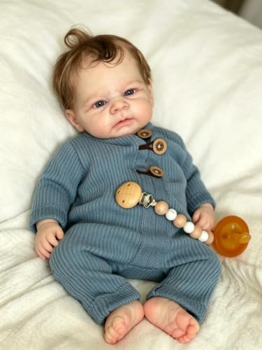 Zero pam Reborn Baby Lebensecht Jungen Augen Auf, 43CM Lebensechte Babypuppen Wie Echt, Realistische Babypuppe Weichkörper, Waschbare Junge Puppe Ab 2 Jahre