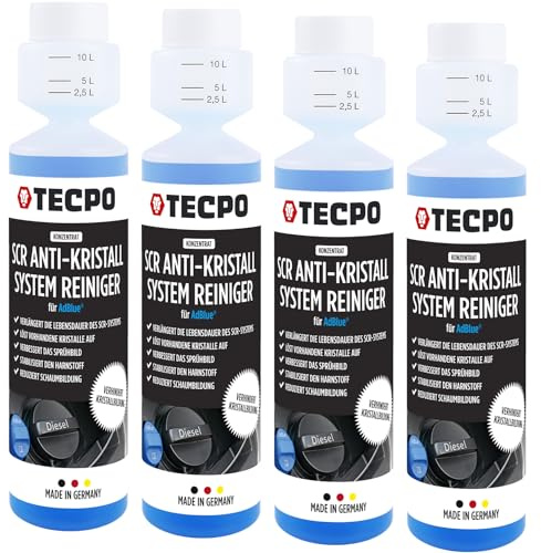 TECPO SCR Anti-Kristall Konzentrat Additiv 4X 250 ml hochwirksamer Harnstofflösung Konzentration Zusatz Harnstofflösung passend für AdBlue® verhindert Kristallbildung im SCR-System