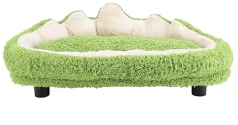 Riuulity Erhöhtes Schlafsofa für Hunde und Katzen, Gemütlicher Schlafstuhl für Haustiere, Stabile Struktur, für Katzen und Hunde, Plüschmaterial (Green)
