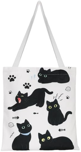 Hianjoo Canvas Tote Bag mit Reißverschluss 38 * 34.5cm, Foldable Shopping Sack, Baumwolle Stofftasche Aesthetic Damen, Jutebeutel Bedruckt mit Innentaschen, für Arbeit, Einkaufen, Schule und Alltag