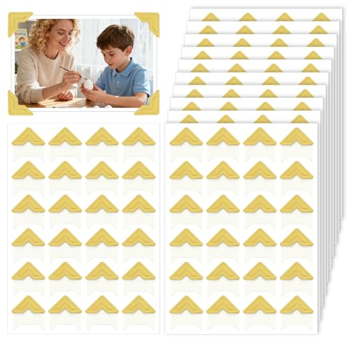 ADLABLD 240 Stück Fotoecken Selbstklebend,10 Blatt Fotoecken für Fotoalbum,Dekorativ Foto Ecken Fotoecken,für DIY Scrapbooking Fotoalbum(Gold)