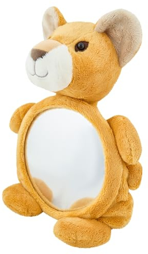 Sterntaler Kinderspiegel Löwe Leo, Baby-Spielzeug für Auto, Kinderbett oder Laufstall, weicher Stoff, großer Rücksitz-Spiegel, 40×26×14 cm, mattgelb