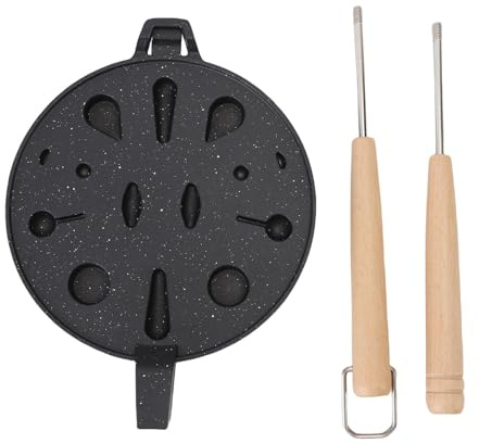 TARSHYRY Nussbaum-Keksform, 12 Mulden, Antihaftbeschichtet, Oreshki-Backform für Küchengasherd, mit Holzdesign aus Aluminiumlegierung, Einfache Reinigung (BLACK)