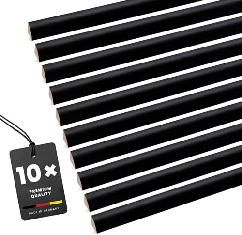 KGM 10x Viertelstäbe – Massivholz Fichte Schwarz Bastelleiste – 14x14x2400mm – DIY, Innenausbau & kreative Raumgestaltung