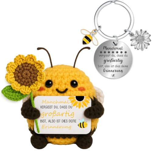 Farbeele Geschenke für Frauen Freundin, Einschulung Geschenk, Positive Biene mit Glücksbringer Schlüsselanhänger, Dankeschön & Geburtstagsgeschenk, für Freunde Kollegen Schwester Mama Partner