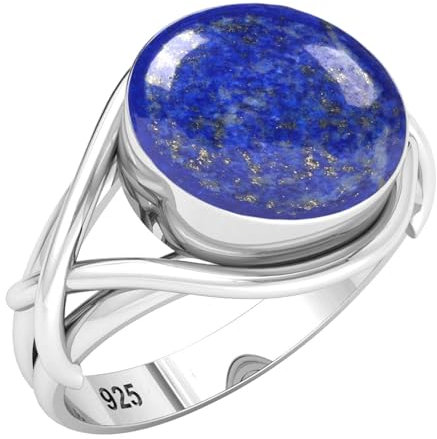 Jeweloporium Blau Echt Lapislazuli 925 Silber Ringe für Damen mit Stein Cocktail Silber Ringe Größe 54(17.2) Halloween Geschenk viktorianisch Schmuck