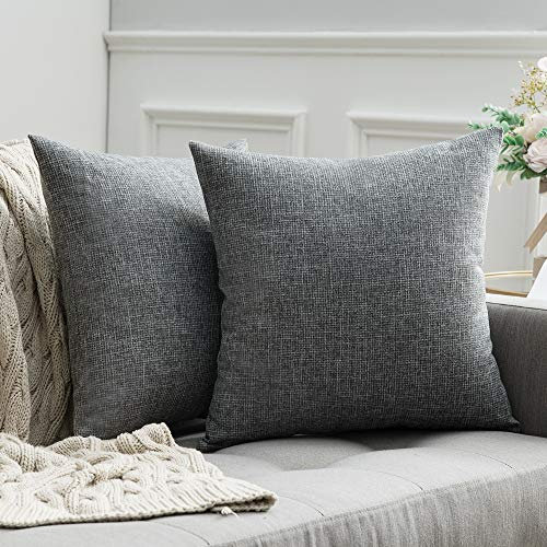 MIULEE Kissenbezüge Kissenhülle Dekokissen Leinen-Optik Dekorative Kissenbezug Sofakissen Couchkissen Deko Kreuz mit Verstecktem Reißverschluss für Sofa Schlafzimmer 2er Set 50x50 cm Hellgrau
