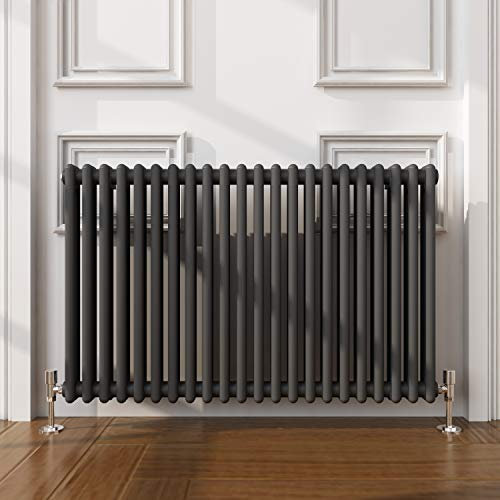 ELEGANT Traditional Radiator Anthracite Double Horizontal Cast Iron Grey Radiator - Perfect for Kithcen, Living Room, Bathroom Radiators 2 Column 600 x 1010 mm