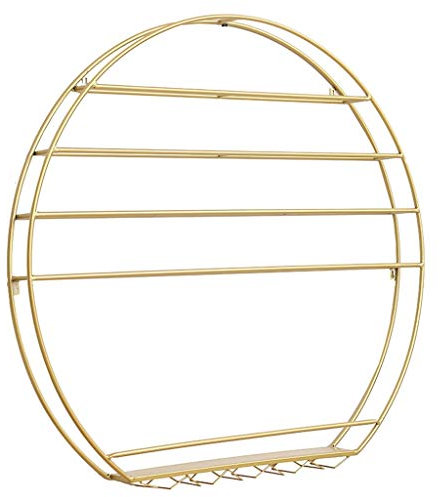 MYBA Weinregal Wand befestigte Weinregale Wohnzimmer Wanddekoration Weinklimaschrank Wand befestigtes Weinregal Glashalter Flasche Weinregal Stem Flaschenregal (Color : Gold, Größe : 16 Bottles)