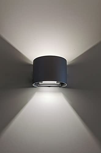 Trango 3035A IP44 Up & Down Wandstrahler in Schwarz Rund inkl. weiß leuchtend LED Leuchtmittel *FLEX* mit einstellbar Abstrahlwinkel - innen & außen Leuchte, Außenstrahler, Wandleuchte