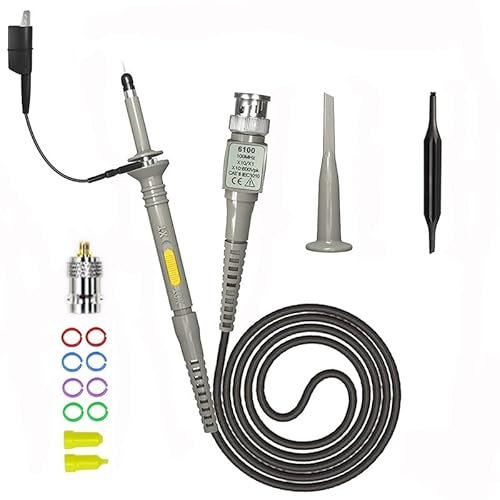 S.Fine Oszilloskop-Tastkopf P6100 Set – Universeller 100MHz 1X/10X Tastkopf mit Adapter für FNIRSI TC4 TC3 DSO152 DSO153 Oszilloskope