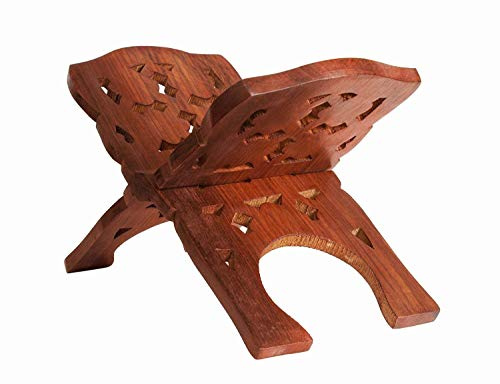 IBLAY Wunderschön handgeschnitzter Bibelhalter in Viertelform, Heilige Geeta, Lesebuchhalter, Display, faltbar, religiöses Gebet (Holzständer 2), 25,4 x 11,4 cm
