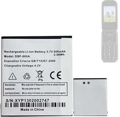 HIGHAKKU Ersatzakku Batterie DBF-800A DBF-800B, DBF-800C, DBF-800D, DBF-800E kompatibel mit Doro PhoneEasy 613/621 / 623/624 / 626/631 / 632 Mobile Phone Smartphone Phone