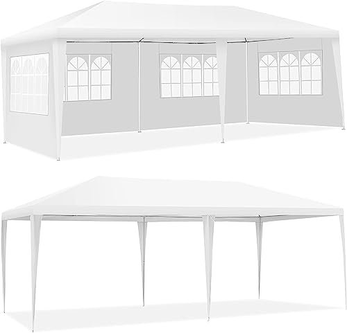 KOMFOTTEU Tente de Réception, avec Parois latérales Amovibles, Tente d'Extérieur avec Sac de Transport, Tonnelle de Jrdi, 10 à 12 Personnes, pour Fête, Événements, Camping (3x6m, 4 parois latéraux)