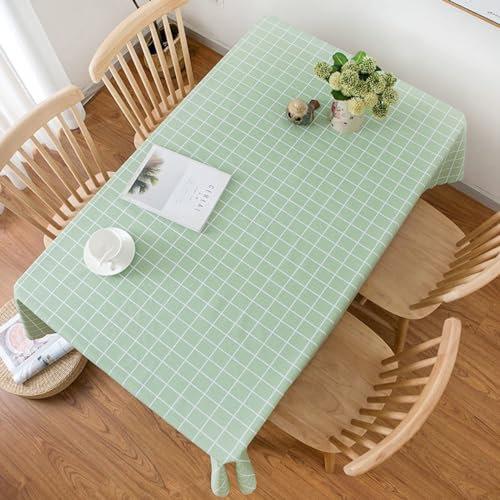 NUZAMAS Nappe rectangulaire en PEVA - 137 x 137 cm - Imperméable - Vert - À carreaux - Pour pique-nique, camping, café, repas, fête