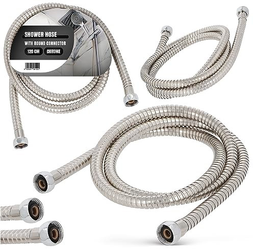 Brauseschlauch Edelstahl Duschschlauch 120cm Sanitärschlauch Badewanneschlauch Knickschutz Chrom Dusche Schlauch Duscharmatur Rund Anschluss Handbrauseschlauch Metallschlauch Wasserauslaufsicher