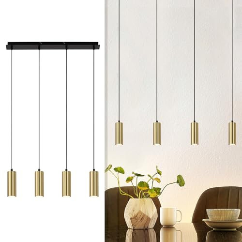 Glitzerlife Pendelleuchte Esstisch Hängeleuchte 4 Flammig - Hängelampe Gu10 Gold Schwarz Küchelampe Metall Esszimmerlampe Modern für Küche Esszimmer Schlafzimer Kücheninsel Café