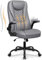 DoChair Bürostuhl ergonomischer Schreibtischstuhl 135° Wippfunktion höhenverstellbarer Drehstuhl mit Kopfstütze verstellbaren Armlehnen, Grau