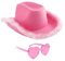Rosy® Cow Girl Kostüm mit Rosa Hut und Herzförmiger Brille | Western-Stil mit diesem Cowboy Verkleidung für Frauen | Zubehör für Partys und Events | Junggesellinnenabschied JGA | OriginalCup®