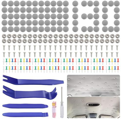 Auto Dachhimmel Reparatur Set,130 Stück Auto Himmel Reparaturset,Auto Himmel Befestigung, Auto Reparatur Nieten Set,Universal Auto Dach Nieten,Autohimmel Reparieren für Alle Autos