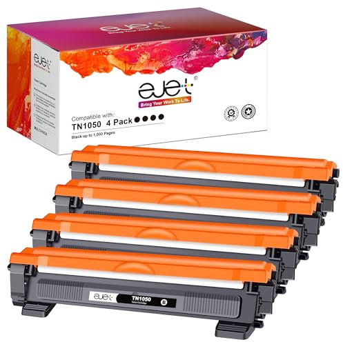 ejet TN1050 Tonerkartusche Kompatibel für Brother TN-1050 TN1050 für Brother DCP-1510 DCP-1612W DCP-1610W DCP-1512 für MFC-1910W MFC-1810 für HL-1110 HL-1210W (Schwarz, 4er-Pack)