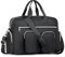 KONO Damen leichte Handtasche, Wasserdichte Umhängetasche mit Blumenmuster, mittelgroß Henkeltasche für Frauen, Multifunktionale Schultertasche für Reisen, Shopper, Arbeit(Reines Schwarz)