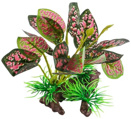 Laroal Lot de 2 plantes artificielles pour reptiles, accessoires pour reptiles, plantes de terrarium, décoration d'aquarium, plantes pour aquarium, habitat d'amphibiens, cachette