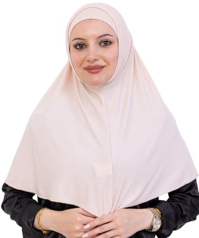 Prien Chic Hijab Für Damen, Muslimische Lang Kopftuch Set, Schal Mit Bonnet, Türkische Islamische Kleidung, Gebetskleidung Für Frauen, Abaya, Gebet (Beige)