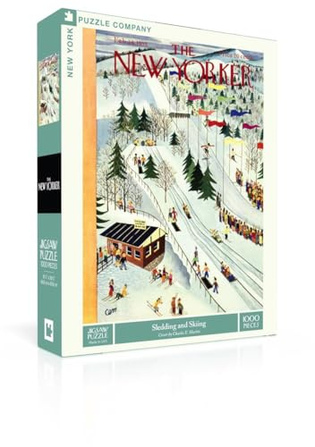 New York Puzzle Company - New Yorker Rodeln und Skifahren - 1000 Teile Puzzle für Erwachsene von Charles E. Martin
