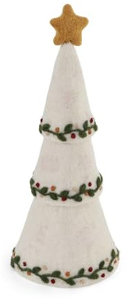 Gry & Sif Handgemacht & Fairtrade-Zertifiziert | Stilvolles dänisches Design X Nepali Kunsthandwerker | Weihnachtsbaum mit Stickerei – 3 in 1 – Weiß