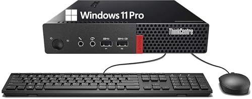 Lenovo ThinkCentre M710Q Mini Desktop Computer PC, Intel Core i5-7500, 8GB RAM, 256GB SSD, WiFi, Bluetooth, US Keyboard QWERTY, Windows 11 Pro (Renewed)