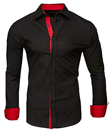 Kayhan : Chemise Homme, Deux Faces Noir/Rouge L