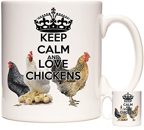 Tazza di pollo Keep Calm and Love Chickens. Tazza a tema pollame. Tazza regalo in ceramica da 325 ml per custodi di pollo.