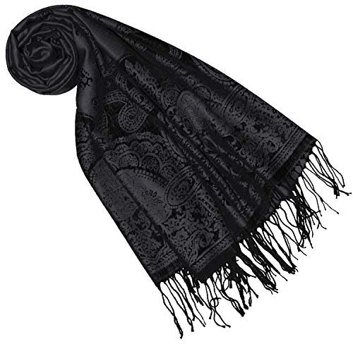 Lorenzo Cana Designer Pashmina Markenschal gewebtes Pasiely Muster Damast Webart 70 cm x 180 cm Naturfaser Modal Schaltuch Schal Tuch Jacquard grau 9331777