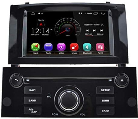 Sunshine Fly 7 Zoll Android 8.0 Quad core 1024 * 600 Kapazitiver Touchscreen 2 DIN DVD Navi Autoradio GPS Stereo Für 407 2004-2010 Audio Player Bluetooth FM AM Hotspot WiFi 3G SWC (Schwarz)