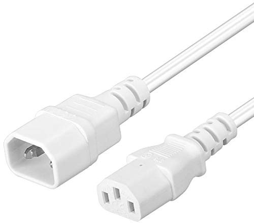 PremiumCord Fuente de Alimentación para PC 230V 2m, Cable Alargador IEC 320, Enchufe, IEC 320 C13 A C14, Cable de Alimentación, Color Blanco