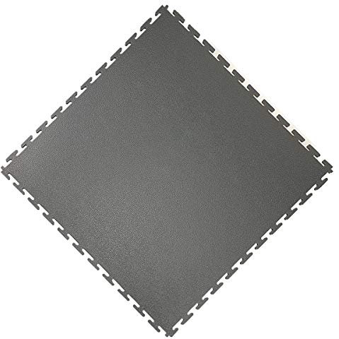 Vario24 PVC Bodenfliese 1 m² (4Fliesen), extrem belastbar, Bodenbelag, Garagenboden, Industrieboden, nicht die Light Version (Leder-dunkelgrau)