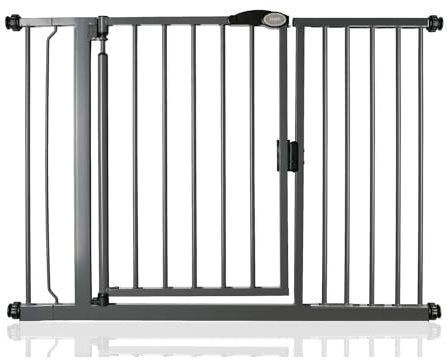 Bettacare Auto Close Stair Gate, 118.2cm - 125.2cm, Slate Grey, Pressure Fit Safety Gate, Baby Gate, Safety Barrier for Doors Hallways and Spaces, Easy Installation
