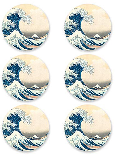 Panorama Paquet de 12 Sous Verres en Vinyle Hokusai 10x10cm