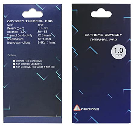 nkomax Pad Thermique 12,8 W/MK, 85x45x1mm, Thermal Pad en Silicone pour dissipateur Thermique/GPU/CPU/LED
