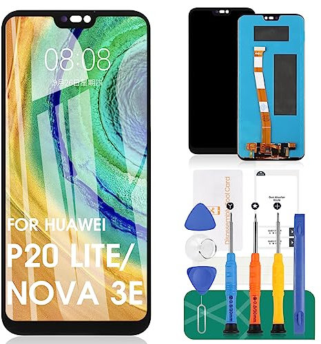 Kit de Montaje de Pantalla LCD para Huawei P20 Lite/Nova 3e ANE-LX2 ANE-L22 ANE-LX1 ANE-L21 ANE-AL00 de Repuesto, digitalizador de Cristal, Incluye película Templado, Pegamento y Herramientas