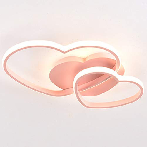 LED Deckenleuchte Modernes Wohnzimmer Deckenlicht Dimmbares Herz Deckelampe Acryl Design Leuchte Kinderzimmer Beleuchtung Restaurant Schlafzimmer Flur Bürodekoration Kronleuchter Ø50 * H5.5Cm,Rosa
